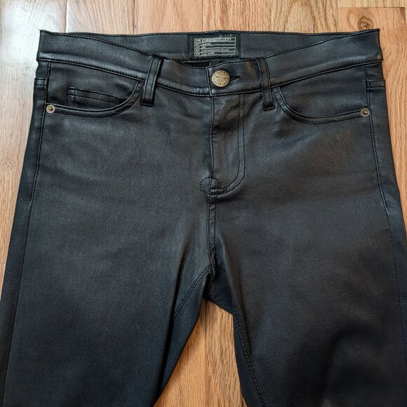 CURRENT ELLIOTT THE SIDE SLIT CROPPED LEATHER LEGGING, SZ 28 Black Retail $998 - Picture 5 of 9